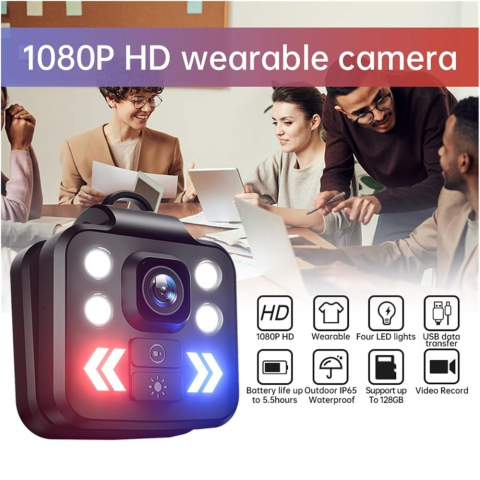 Camera Mini 1080P FHD Portabila cu Lanterna LED, Mod Avertizare și Înregistrare Video [13]