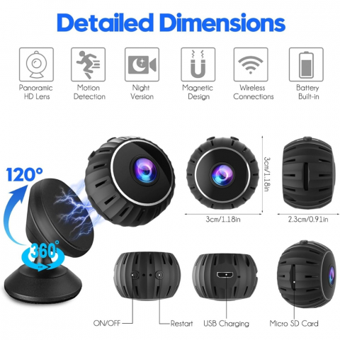Mini Camera cu WiFi, 1080p, Senzor de Miscare, Vedere Nocturna [1]