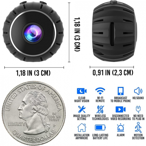 Mini Camera cu WiFi, 1080p, Senzor de Miscare, Vedere Nocturna [2]