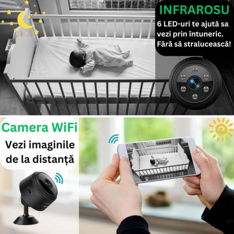 Mini Camera Magnetica, Microcamera Wifi Full HD Profesionala [4]