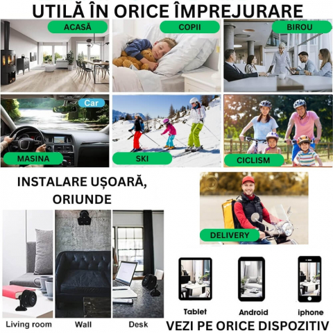 Mini Camera Magnetica, Microcamera Wifi Full HD Profesionala [3]