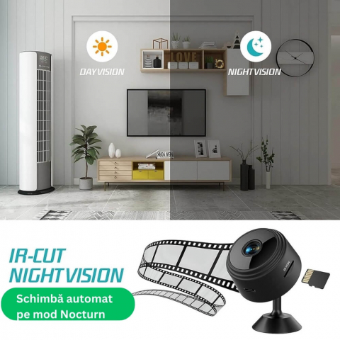 Mini Camera Magnetica, Microcamera Wifi Full HD Profesionala [14]