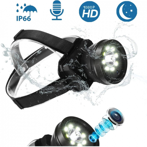 Mini Camera Ultra HD in Lanterna Frontala de Cap LED, Ideala pe Timp de Noapte Mini Camera Ultra HD in Lanterna Frontala de Cap LED, Ideala pe Timp de Noapte