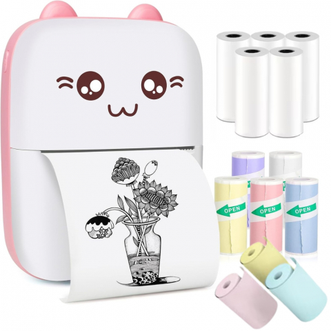 Mini Imprimanta Termica Portabila Bluetooth cu 13 Role Hartie, Imprimare APP, 1200 mAh, IOS & Android Mini Imprimanta Termica Portabila Bluetooth cu 13 Role Hartie, Imprimare APP, 1200 mAh, IOS & Android
