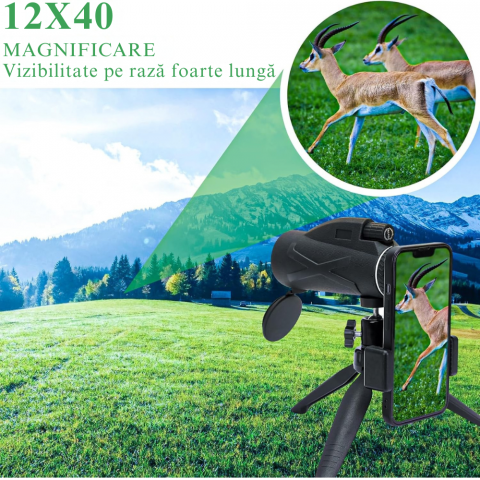 Monoclu Profesional 10x40, Telescop Compact de Inalta Putere [6]