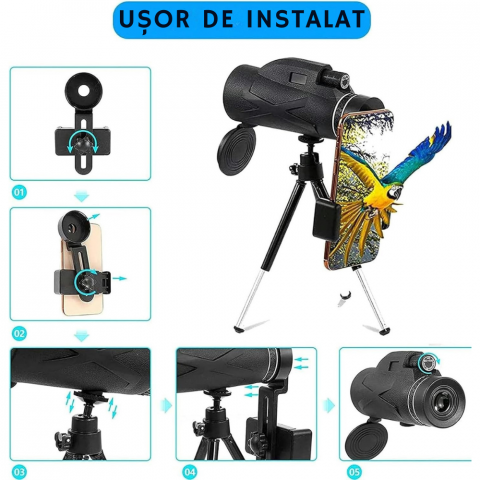 Monoclu Profesional 10x40, Telescop Compact de Inalta Putere [7]
