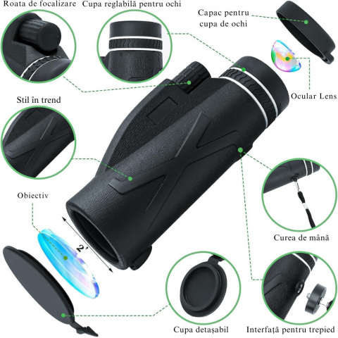 Monoclu Profesional 10x40, Telescop Compact de Inalta Putere [8]
