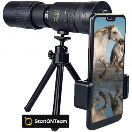Monocluri Optice - Monoclu Profesional Tip Telescop 4K 10-300X40 cu Prisma BaK-4, Dual Focus, Suport Smartphone și Trepied