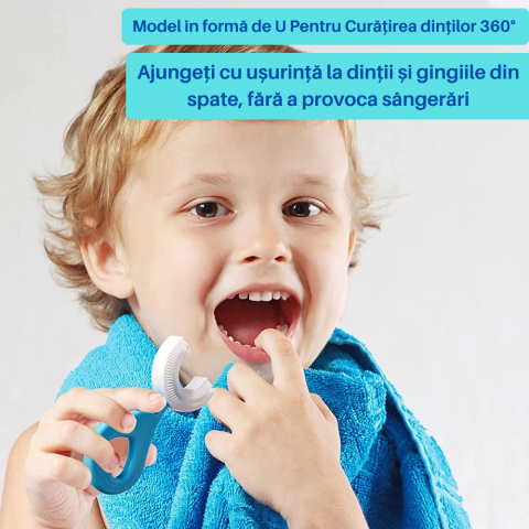 Periute de Dinti Circulare in forma de U, din Silicon Alimentar, pentru copii de 2-12 ani, Multicolore [5]