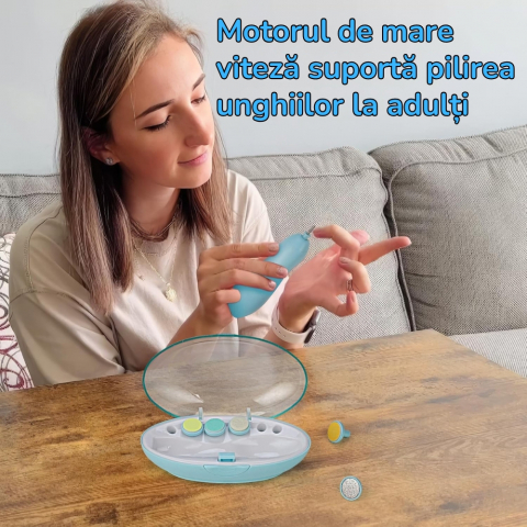 Pila Electrica de Unghii pentru Bebelusi si Copii Mici, Set cu 6 Capete, Iluminare LED [7]