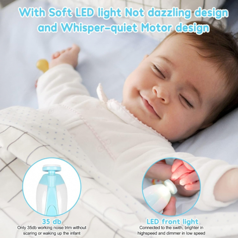 Pila Electrica de Unghii pentru Bebelusi si Copii Mici, Set cu 6 Capete, Iluminare LED [14]