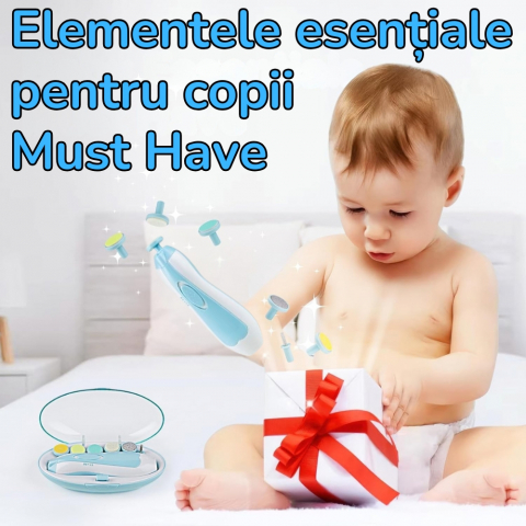 Pila Electrica de Unghii pentru Bebelusi si Copii Mici, Set cu 6 Capete, Iluminare LED [9]