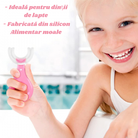 Set 2 Periute de Dinti Circulare in forma de U din Silicon Alimentar pentru copii de 2-12 ani, Multicolore [4]