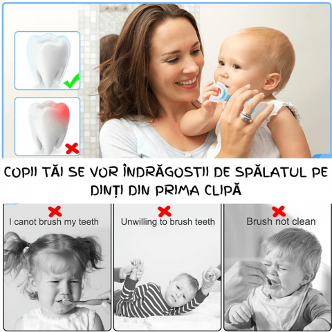 Set 2 Periute de Dinti Circulare in forma de U din Silicon Alimentar pentru copii de 2-12 ani, Multicolore [11]