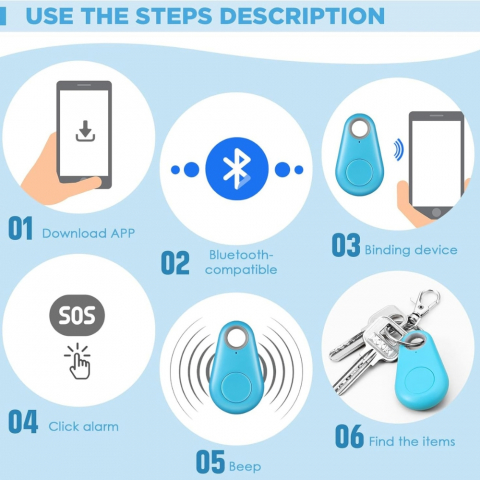 Set 5 Brelocuri Bluetooth Anti-Pierdere pentru Chei, Telefon [16]