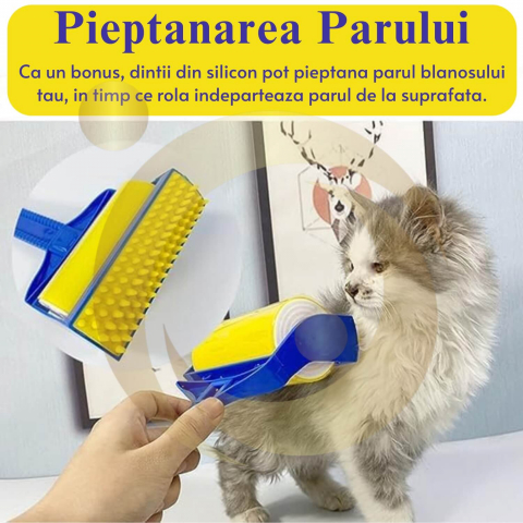 Rolă Adezivă Reutilizabilă pentru Scame și Păr de Animale - Set 2 Buc, Silicon Lavabil [3]