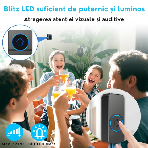 Sonerie wireless fara fir pentru exterior cu 2 receptoare [10]