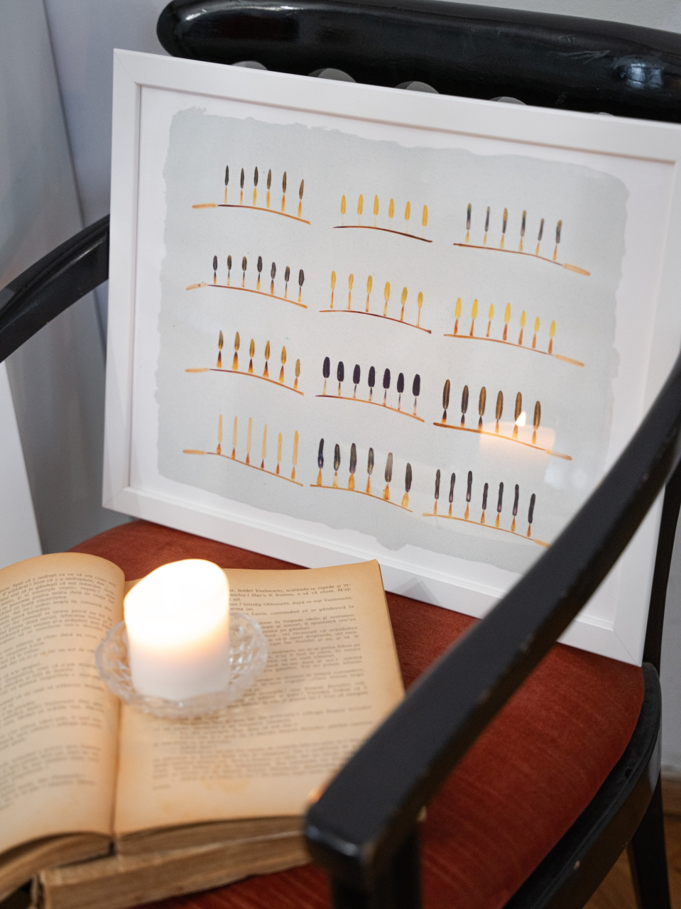 Elemente - print de arta cu flori presate traditional, hartie premium, inramat, dimensiuni personalizate, cadou ideal pentru casa [2]