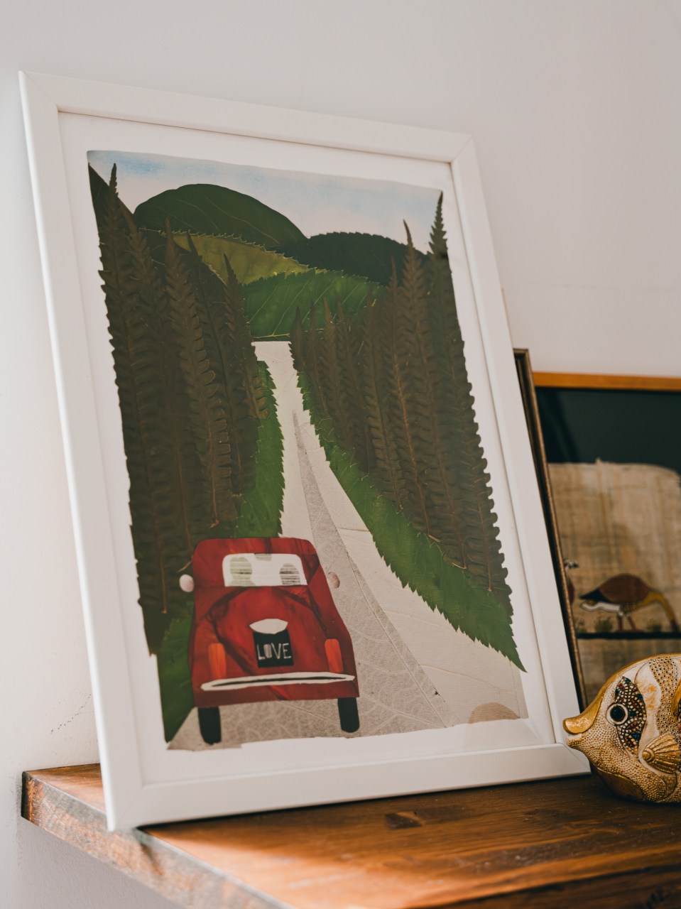 Vacanta - print de arta cu flori presate traditional, hartie premium, inramat, dimensiuni personalizate, cadou ideal pentru casa [2]