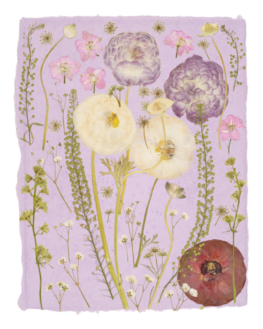 Produse - Gradina roz - print de arta cu flori presate traditional, hartie premium, inramat, dimensiuni personalizate, cadou ideal pentru casa