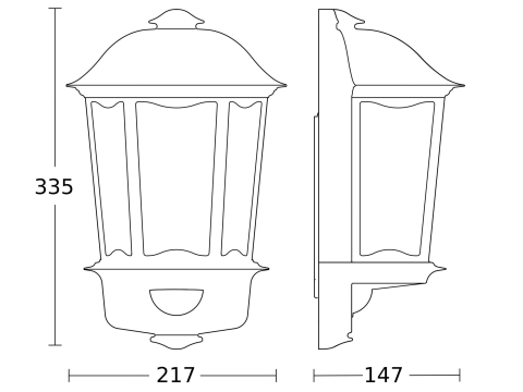 Lampa de exterior L 190 S cu senzor de mișcare negru [2]
