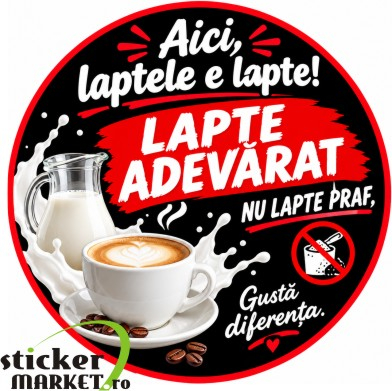 Stickere automate cafea - Sticker Automat Cafea - Stand Coffee Corner Lapte Adevărat (Ø 15cm)