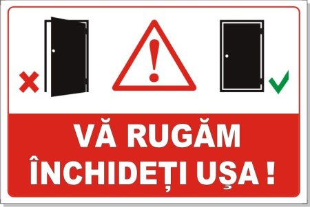 Residence - Sticker Semnalizare Uși - Vă Rugăm Închideți Ușa! (30x20cm)