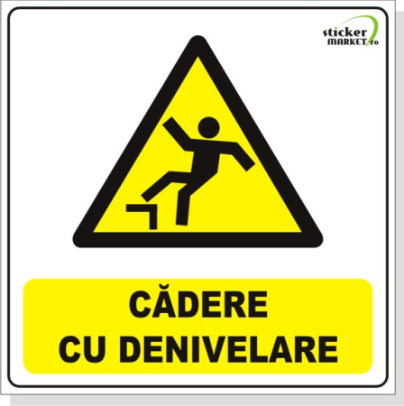 Stickere Atentionare - Cădere cu denivelare 14x14cm