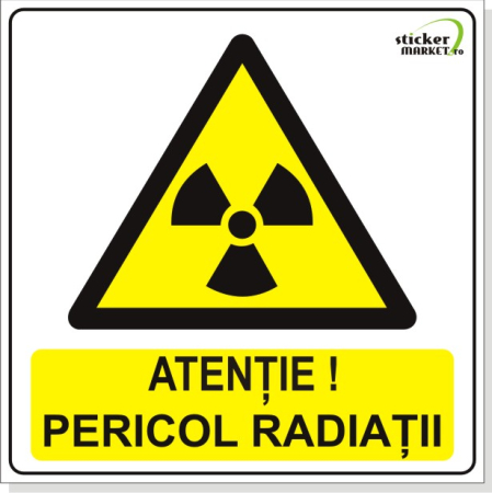 Stickere Atentionare - Pericol radiații 14x14cm