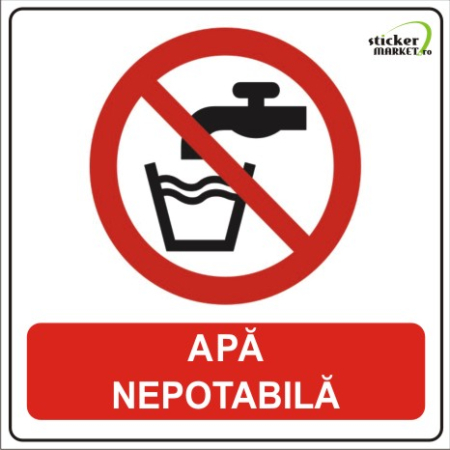 Stickere Atentionare - Apa nepotabila 14x14cm