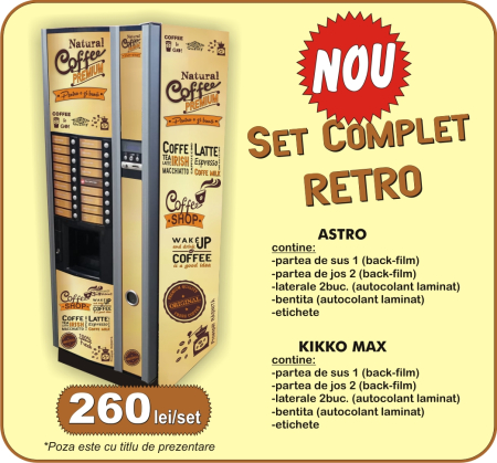 Autocolante automate cafea - astro sau kikko max complet retro