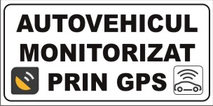 Stickere Atentionare - Autovehicul monitorizat GPS 16x8cm