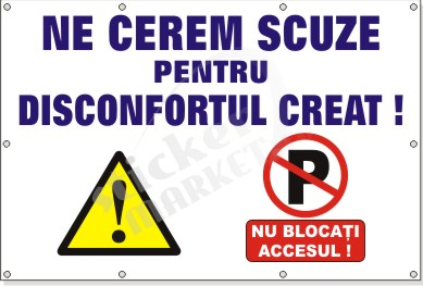 Bannere - Banner Ne cerem scuze - 70x50cm