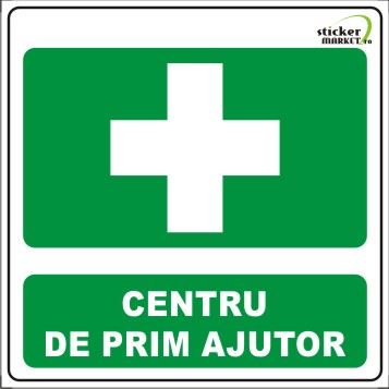 Stickere Atentionare - Centru de prim ajutor 14x14cm