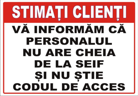 Stickere Atentionare - Cheia seif 30x20cm