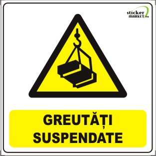 Stickere Atentionare - Greutati suspendate 14x14cm