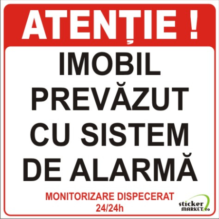 Stickere Atentionare - Imobil cu alarma 14x14cm