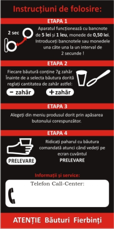 Stickere automate cafea - instructiuni utilizare 18x9cm