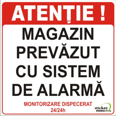 Stickere Atentionare - Magazin cu alarma 14x14cm