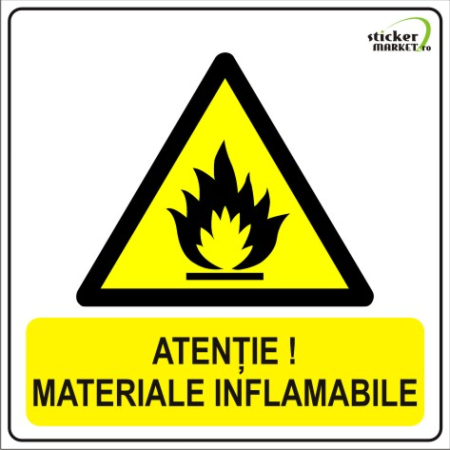 Stickere Atentionare - Materiale inflamabile 14x14cm
