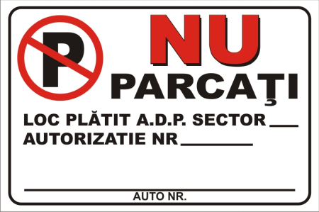 Placute PVC - Nu parcati