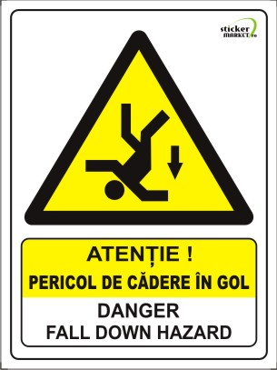 Bilingve - Pericol de cadere in gol 20x15cm