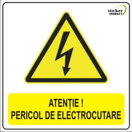 Pericol de electrocutare 14x14cm