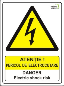 Bilingve - Pericol de electrocutare 20x15cm