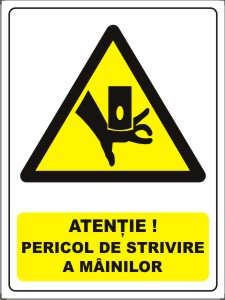 Obligatii generale - Pericol de strivire a mainilor 20x15cm