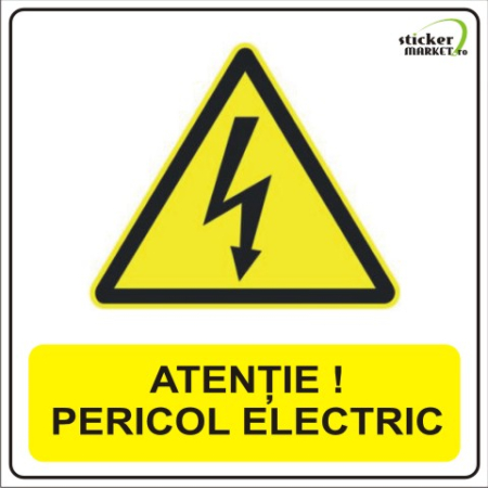 Stickere Atentionare - Pericol electric 14x14cm