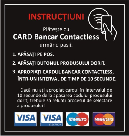 Plata cu card instructiuni 9,5x10cm