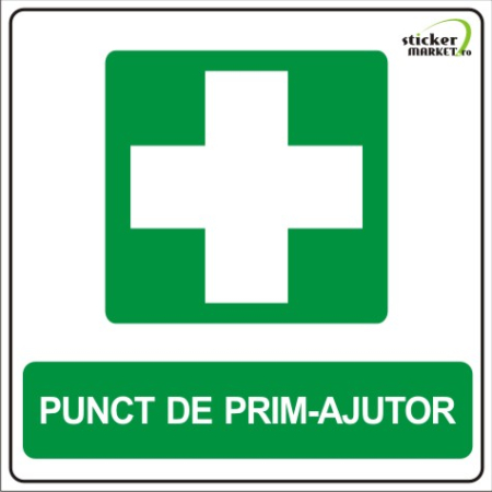 Stickere Atentionare - Punct prim ajutor 14x14cm