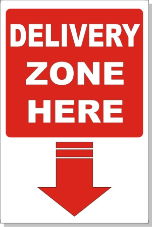Residence - Semn Semnalizare Logistică - Delivery Zone Here / Zonă Livrări (30x20cm)