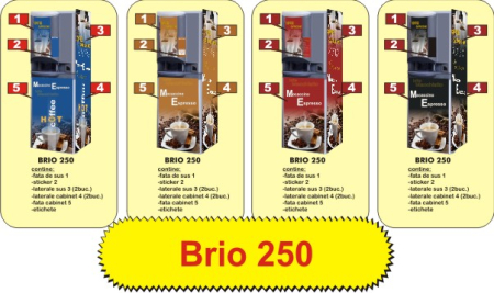 Autocolante automate cafea - Set Complet Autocolante Necta Brio 250 - Premium Laminat